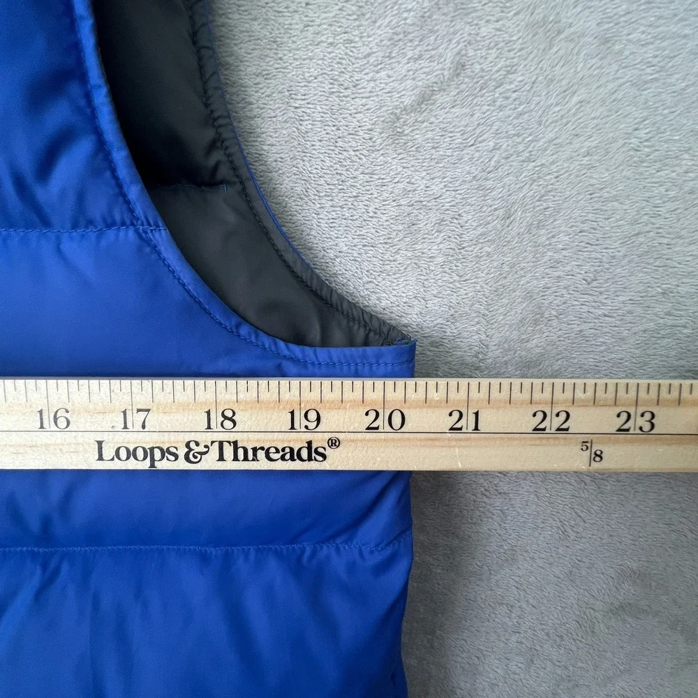 Lands' End Down Puffer Vest Blue Men's Small 34 36 Snap Front Outdoor‎ Winter